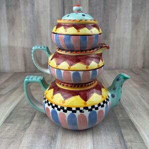 World Bazzar Main Street Home Collection Stacked Tea Pt Multi Color Beauitful